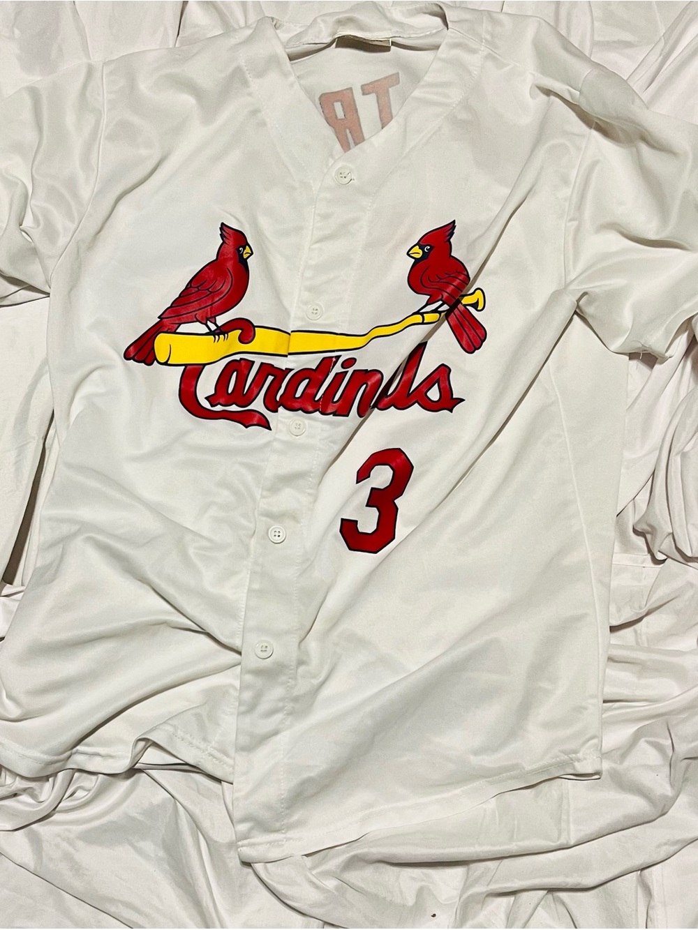 Carlos Beltran Cardinals Button down Baseball Jersey with Red and Yellow Logo XL